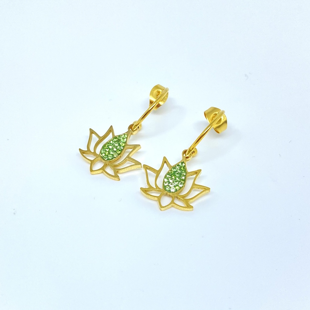 Boucles d'oreilles Lotus vert